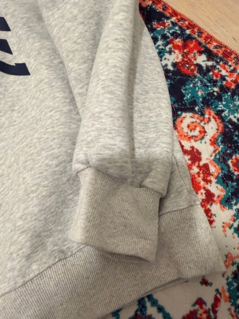 Parker Gray Crewneck Sweatshirt with Navy Lettering : stained - Picture 6 of 9